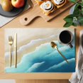 thumbnail image 2 of Teal Ombre Ocean Placemats Set of 8, Summer Beach Coastal Waves Gradient Placemats for Dining Table, Place Mats for Kitchen Tabletop, Waterproof Wipeable Dining Table Mats Set, 2 of 9