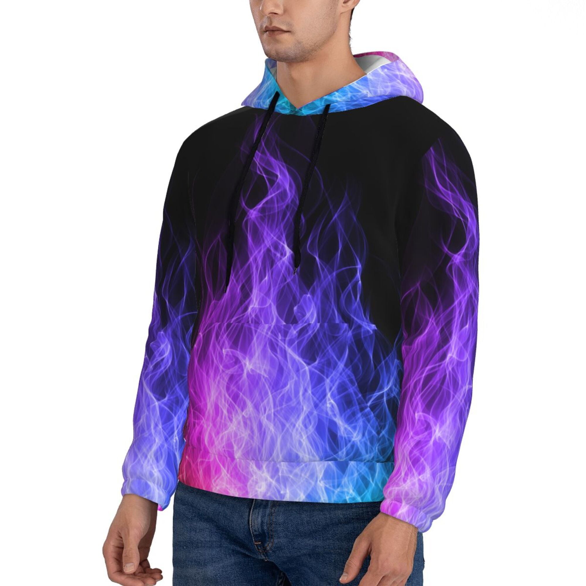 3d color block fire printed long sleeve hoodie new arrivals
