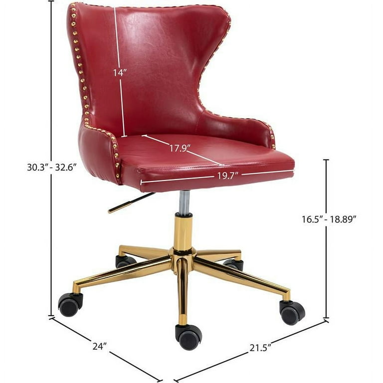 Meridian Furniture Hendrix Swivel Adjustable Red Vegan Leather