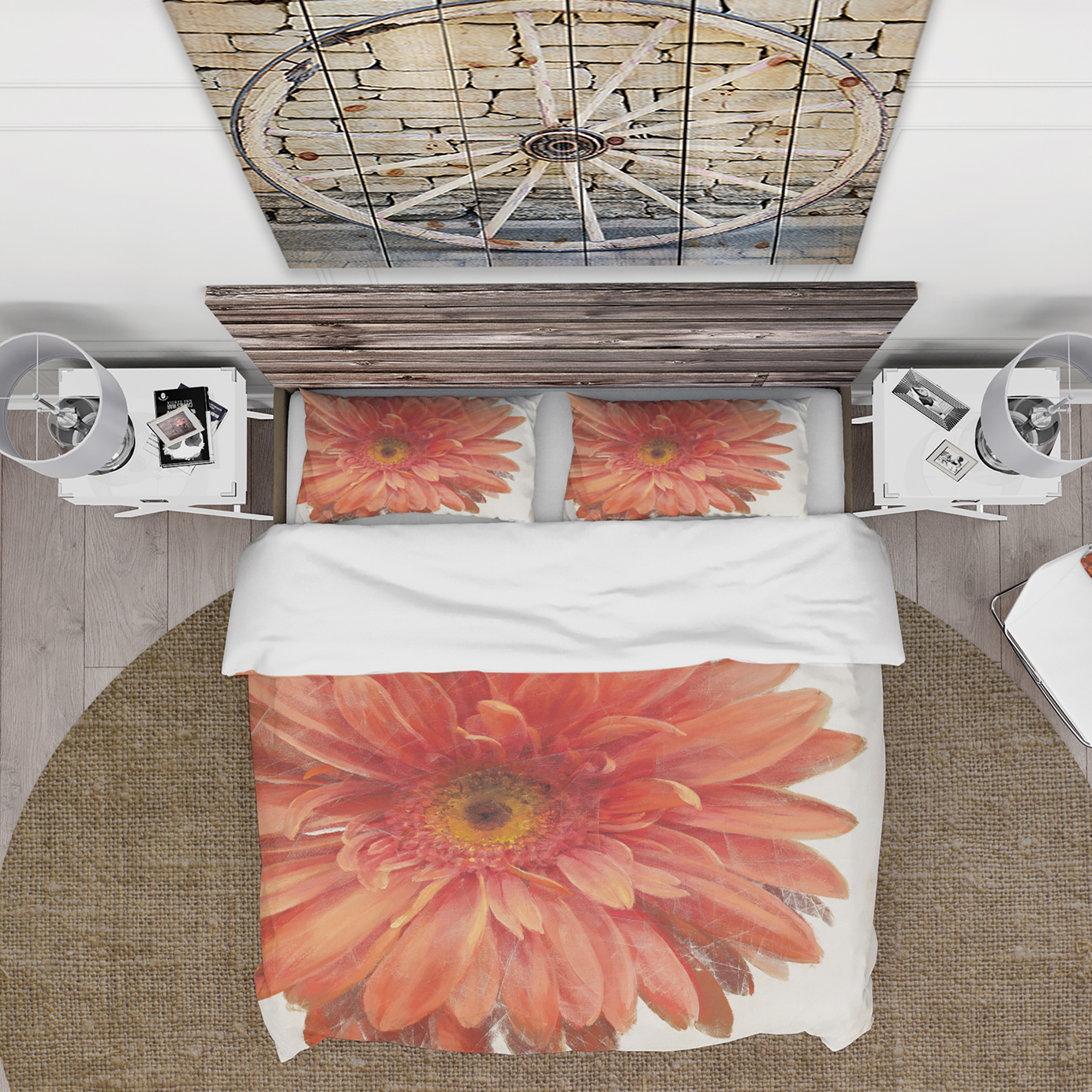 Designart 'Vivid Red Daisy' Traditional Duvet Cover Set