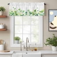 thumbnail image 2 of Spring Green Clovers Kitchen Valances, Country Watercolor Lucky Shamrock Leaf Rod Pocket Window Valance 18 Inch Long,&nbsp;Window Curtain Panels for Living Room Bedroom Laundry, 54x18in, 2 of 9