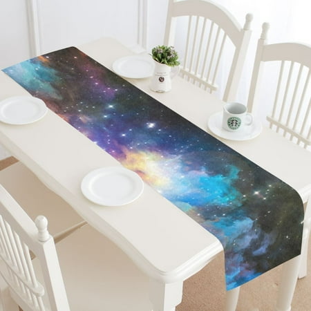 

MYPOP Galaxy Space Table Runner Home Decor 16x72 Inch Universe Nebula Cloud Table Cloth Runner for Wedding Party Banquet Decoration