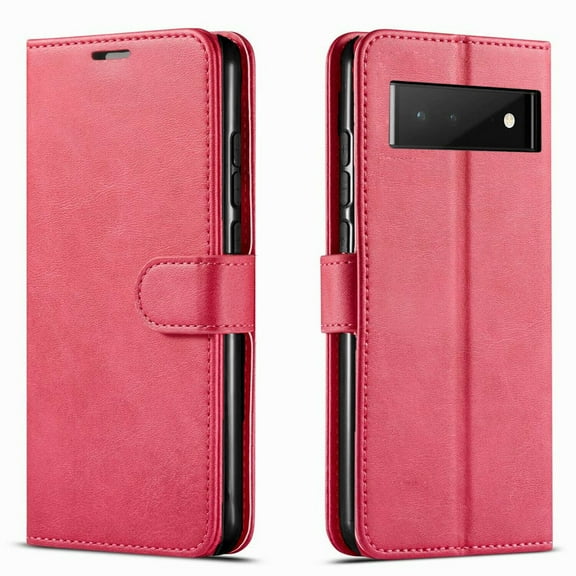Starshop Case for Google Pixel 6 Pro, Premium Leather Wallet Pocket Credit Card Slots-Pink
