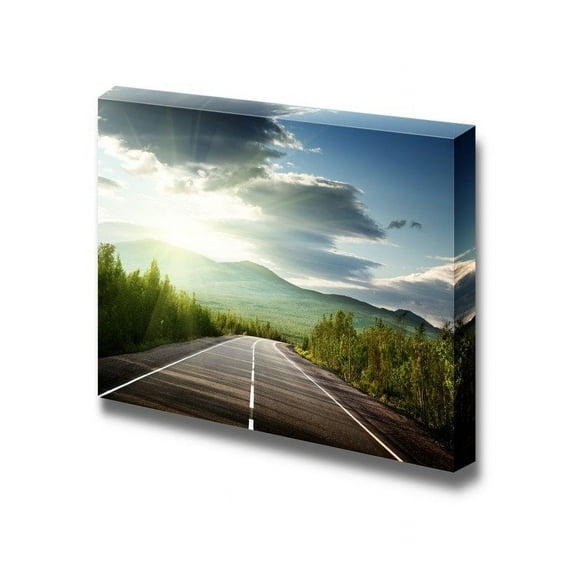 Beautiful Scenery Landscape Mountain Road Highway in The Morning Sunray - Canvas Art Wall Art - 24" x 36"