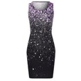 thumbnail image 4 of B91xZ Robe de Soirée for Women Sans Manches Décontractée Col Rond Taille Haute à Volants Superposés Robe Trapèze Mini, Violet TTG, 4 of 4