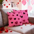 thumbnail image 3 of HUGNEO 20x20 Inch Valentine's Day Pink Glitter Heart Pillow Cover, Black Pink Heart Decorative Cushion Case for Sofa Bedroom, No Insert, 3 of 8