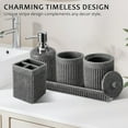 thumbnail image 4 of 8-Piece Grey Bathroom Set - Resin Bathroom Accessories Sets Complete with Shower Curtain and Rugs, Soap Dispenser, Toothbrush Holder, Tumbler & Apothecary Jars, 4 of 16