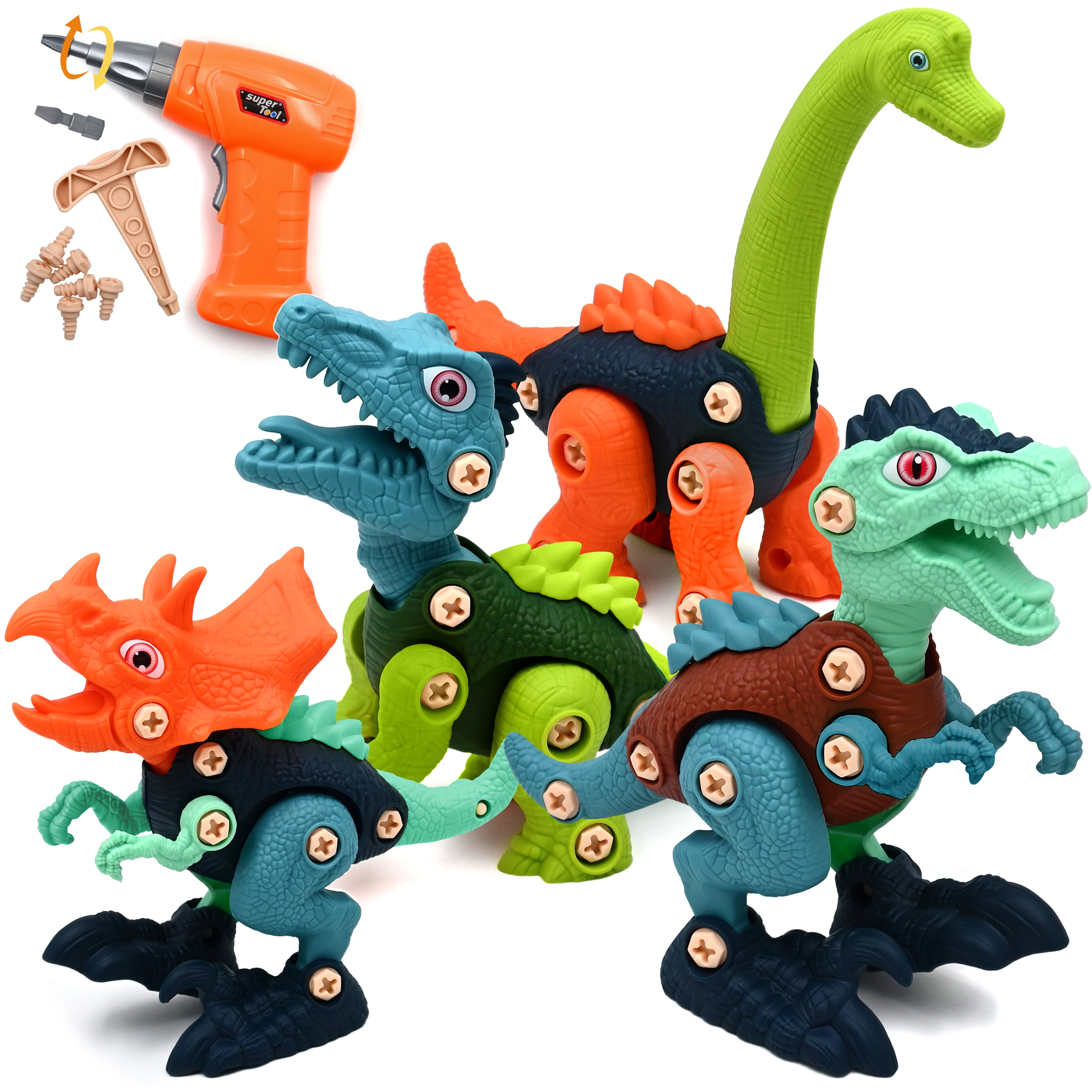 STEM Learning Dinosaur Building Toy Set, 4 Pack Take Apart Dino with