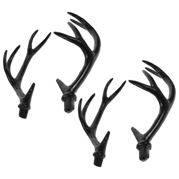 OHOIOLLA 2 Pairs Black Deer Antlers Costume Accessories, Realistic Plastic Antler Headpieces for Cosplay Carnival