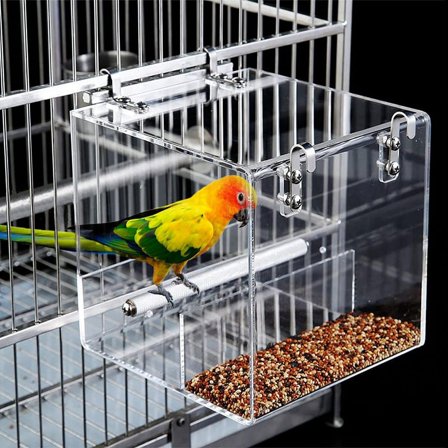 No Mess Bird Feeder for Cage Automatic Cage, Acrylic Parrot Food