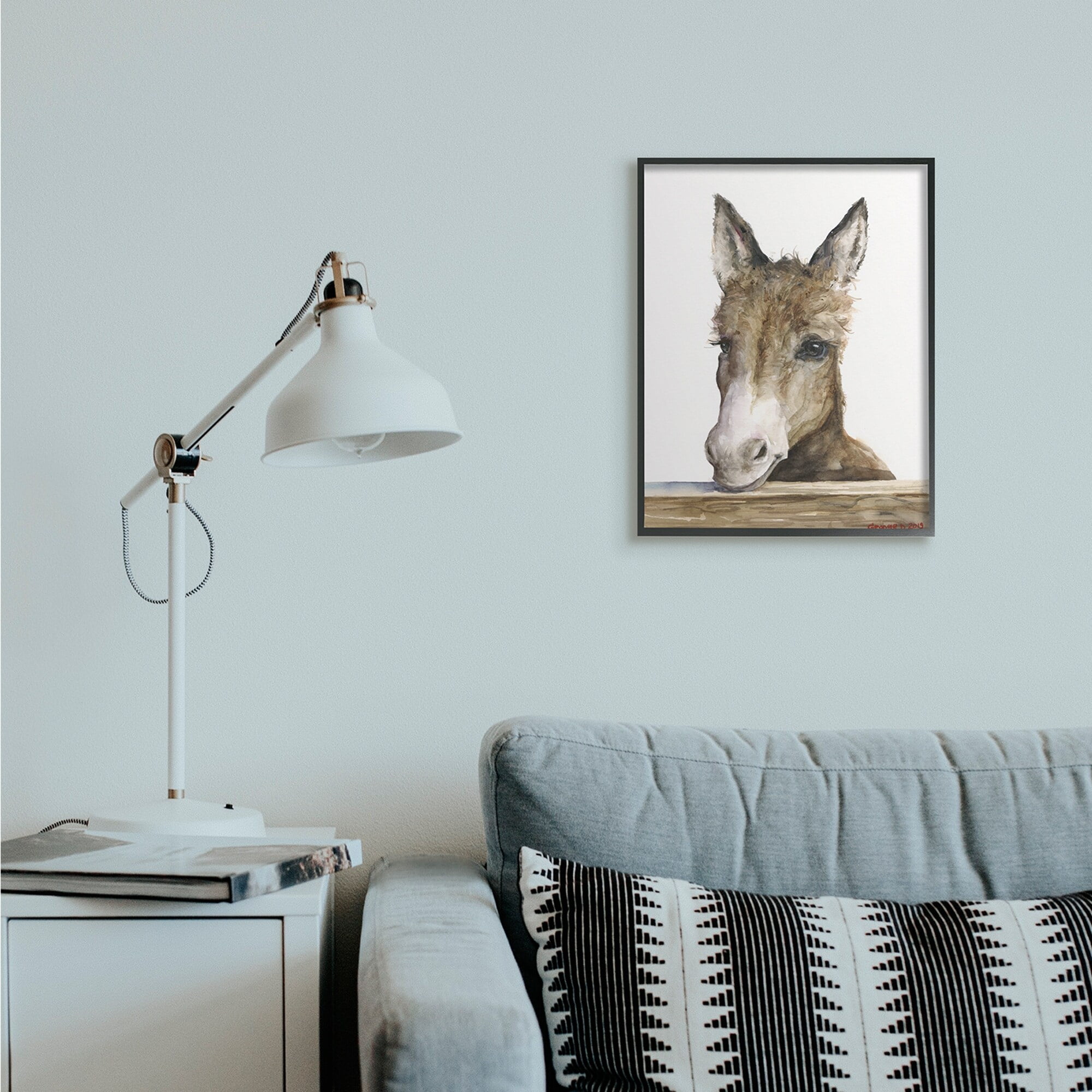 Stupell Industries Baby Donkey Portrait Adorable Farm Animal Black Framed, 16 x 20, Design by George Dyachenko