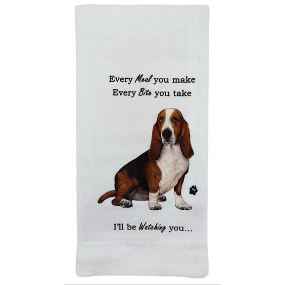 E&S Pets 711-2 Basset Hound Kitchen Towel, Off-white