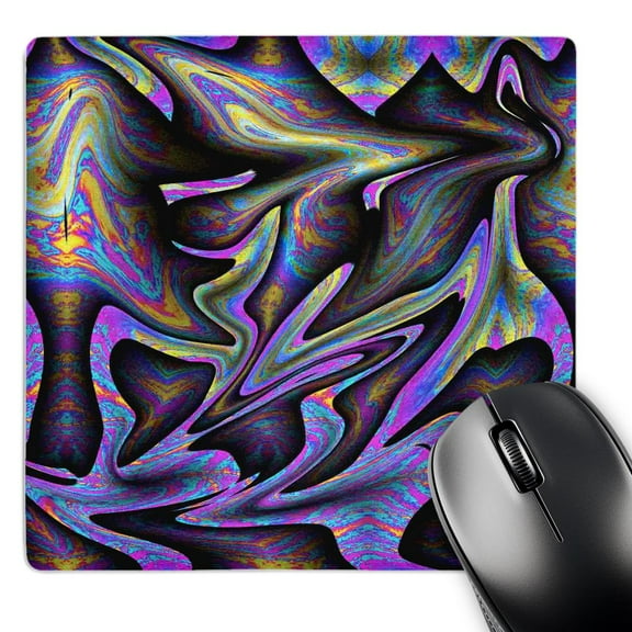 3dRose, Purple layers with greens, blues, yellows and reds pretty abstract, MousePad