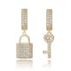 thumbnail image 1 of Pendientes Minimalistas Yashi con Forma de Llave y Candado de Oro y Plata, 1 of 5