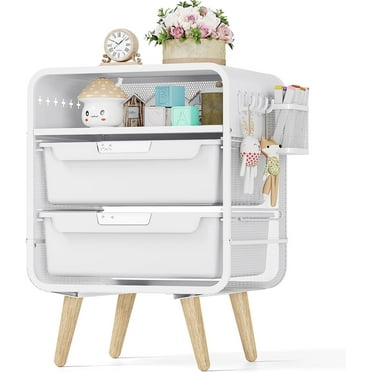 White Night Stand, Cute End Table with Storage Drawer, Bedside Table Small Funky Decor, Nightstand, Desk for Living Room, Dorm, Office