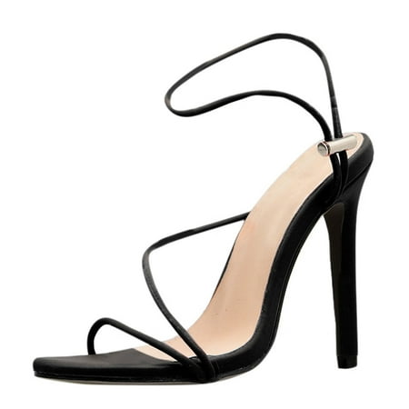 

High Heels for Women Women S Fashion Candy Color Pointed Toe Thin High Heel Sandals Shoes High Heels Pu Black 40