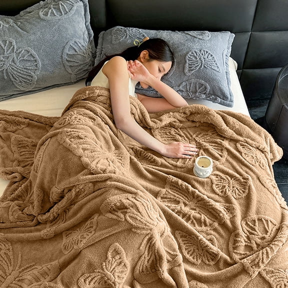 Bxaolu Throw Blankets with 3D Butterfly, Soft Warm Blankets for Lover Mom Father Friends Gifts Pets, Lightweight Fuzzy Blanket for Couch Sofa Bed Suitable for All Seasons (Beige, 59" x 79")