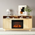 thumbnail image 2 of 58in Fireplace TV Stand - Seizeen TV Stand Cabinet for TVs up to 65", Entertainment Center with 2 Cabinets & 2 Storage Shelves, Media TV Console with Virtual Flame Fireplace, Raised  Foot Design, 2 of 7