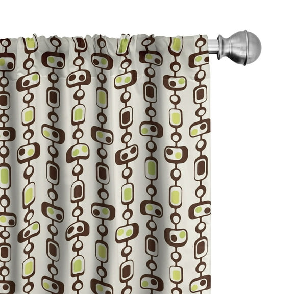 Ambesonne Geometric Curtains, Rectangle Elements, Pair of 28"x63", Brown Apple Green