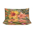 thumbnail image 3 of 3 Pcs Soft Bedding Set, Includes 1 Duvet Cover with Zipper And 2 Pillow,Shams Hawaiian Hibiscus Garden Orange Flowers Queen(90"×90"), 3 of 8