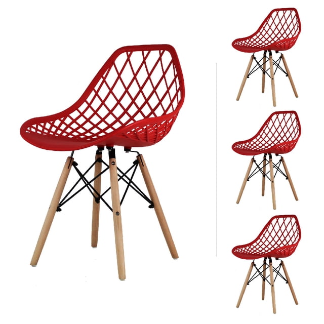 Set de 4 Sillas Eames Mundo In comedor Vento Plástico Rojo
