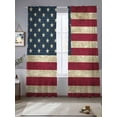 thumbnail image 2 of Vintage American Flag Sheer Curtains 2 Panels Set Red Brown Striped Star Retro Sheer Window Curtains Light Filtering Rod Pocket Voile Drapes for Bedroom Living Room 52"X96", 2 of 9