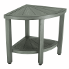 Medline Faux Teak Bathroom Corner Bench, Aluminum Shower Bench, Supports up to 200 lbs.