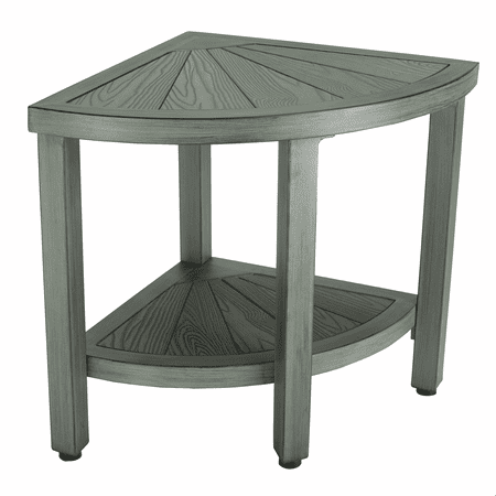 Medline Faux Teak Bathroom Corner Bench, Aluminum Shower Bench, Supports up to 200 lbs.