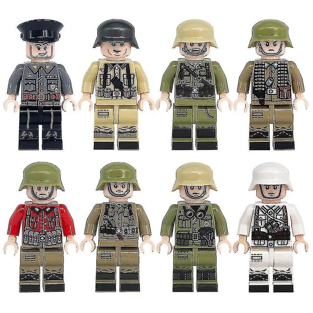8pcs Military Soldier Dolls Assembling Building Blocks Toys
