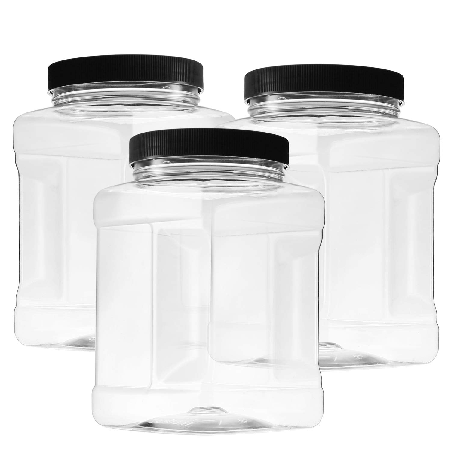 48 Oz Plastic Storage Jars With Lids Pack Of 3 Large Clear Empty 48 Oz Containers Square Food Grade Air Tight With Easy Grip Handles Bpa Free Multi Purpose Jar Walmart Com Walmart Com