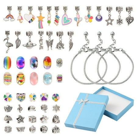 1set DIY European Style Bracelet Making Kit Including Alloy Enamel Resin Polymer Clay Rhinestone European Beads