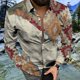 thumbnail image 1 of Camisas de moda social para hombres camisas casuales con cuello vuelto blusas de manga larga con estampado étnico azteca, 1 of 6