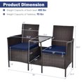 thumbnail image 7 of Patiojoy Patio Loveseat 2 Person Cushioned Seats With Center Table Outdoor Rattan Furniture Set Navy, 7 of 7