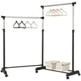 Mainstays Adjustable Rolling Corner Garment Rack, Metal Chrome and