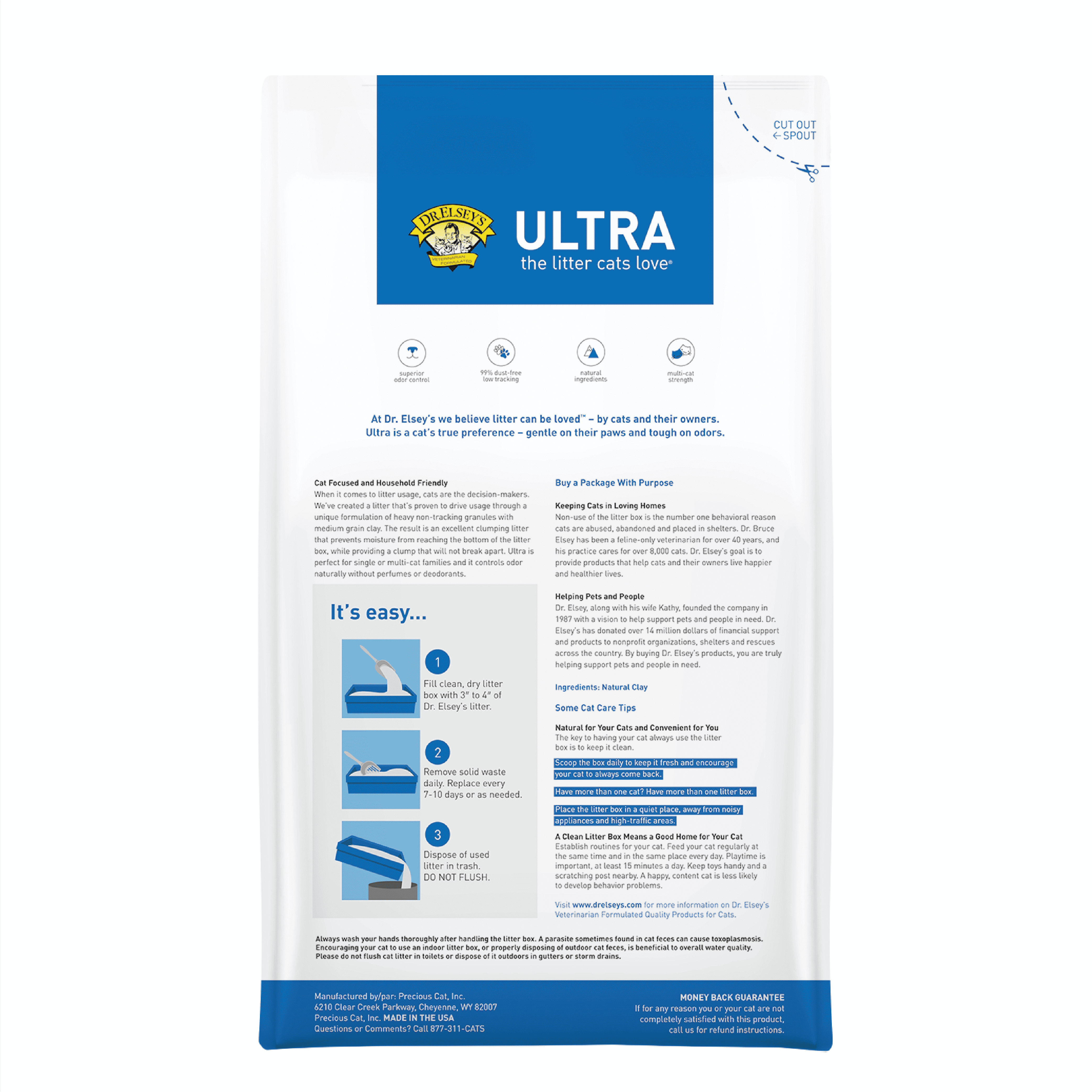 Dr. Elsey's Ultra PREMIUM Unscented Clumping Clay Cat Litter 35 lb. Bag - product image