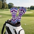 thumbnail image 4 of Uorisanigo Golf Club Head Cover, Premium PU Leather Purple Mandala Lotus Driver Headcover, Fairway Wood Head Cover, Golf Hybrid Headcovers, Water Resistant and Durable, 3 PCS Accessories, 4 of 7