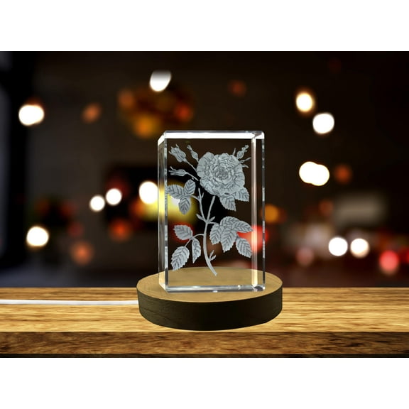 Rose 3D Engraved Crystal 3D Engraved Crystal Keepsake/ Gift/ Decor/ Clear - AB Crystal Collection