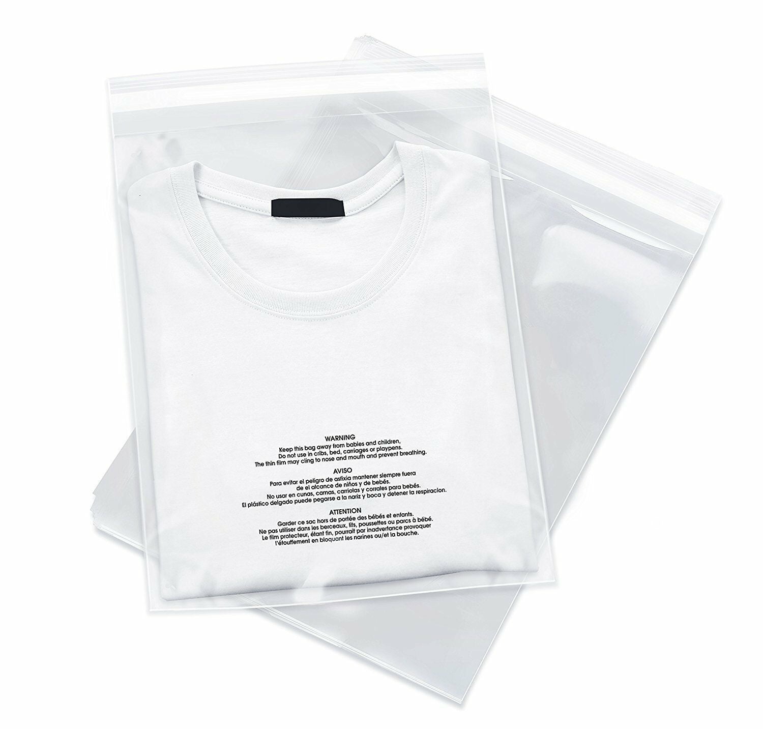1.5 Mil GPI PACK of 500 9 x 12 CLEAR SELF SEAL POLY BAGS Resealable Polybags With Adhesive strip & Suffocation Warning For Packaging T Shirts Clothing Perfect for Shipping Supplies With FBA 
