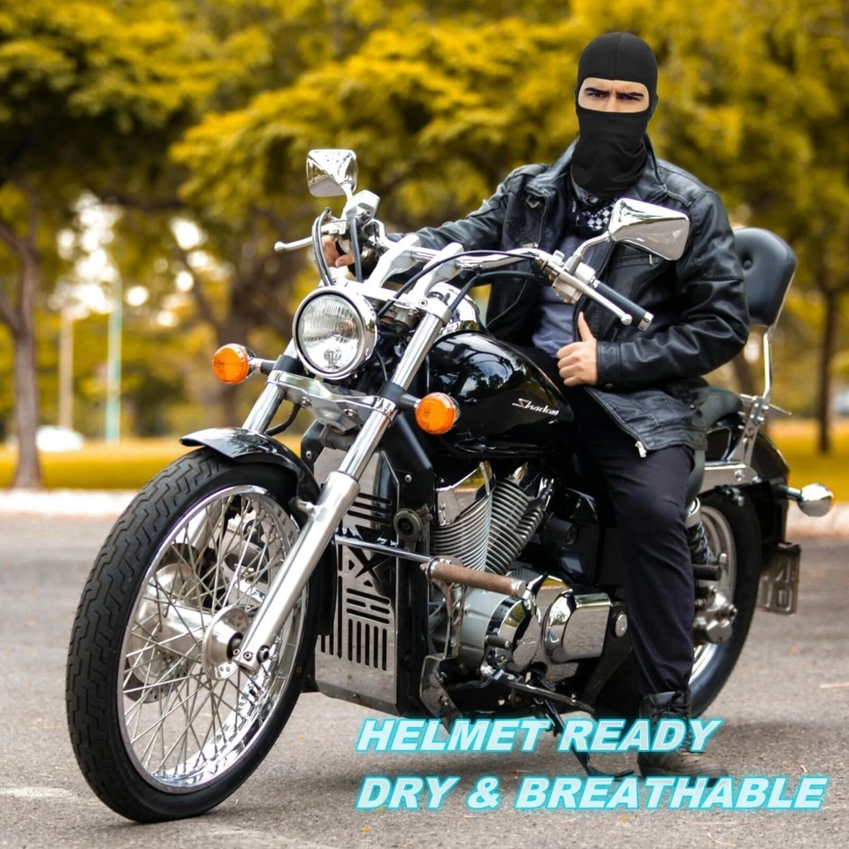 FLINT - 6 Pack Men Balaclava Black Face Mask Lightweight Motorcycle Ski Warmer Full Face
