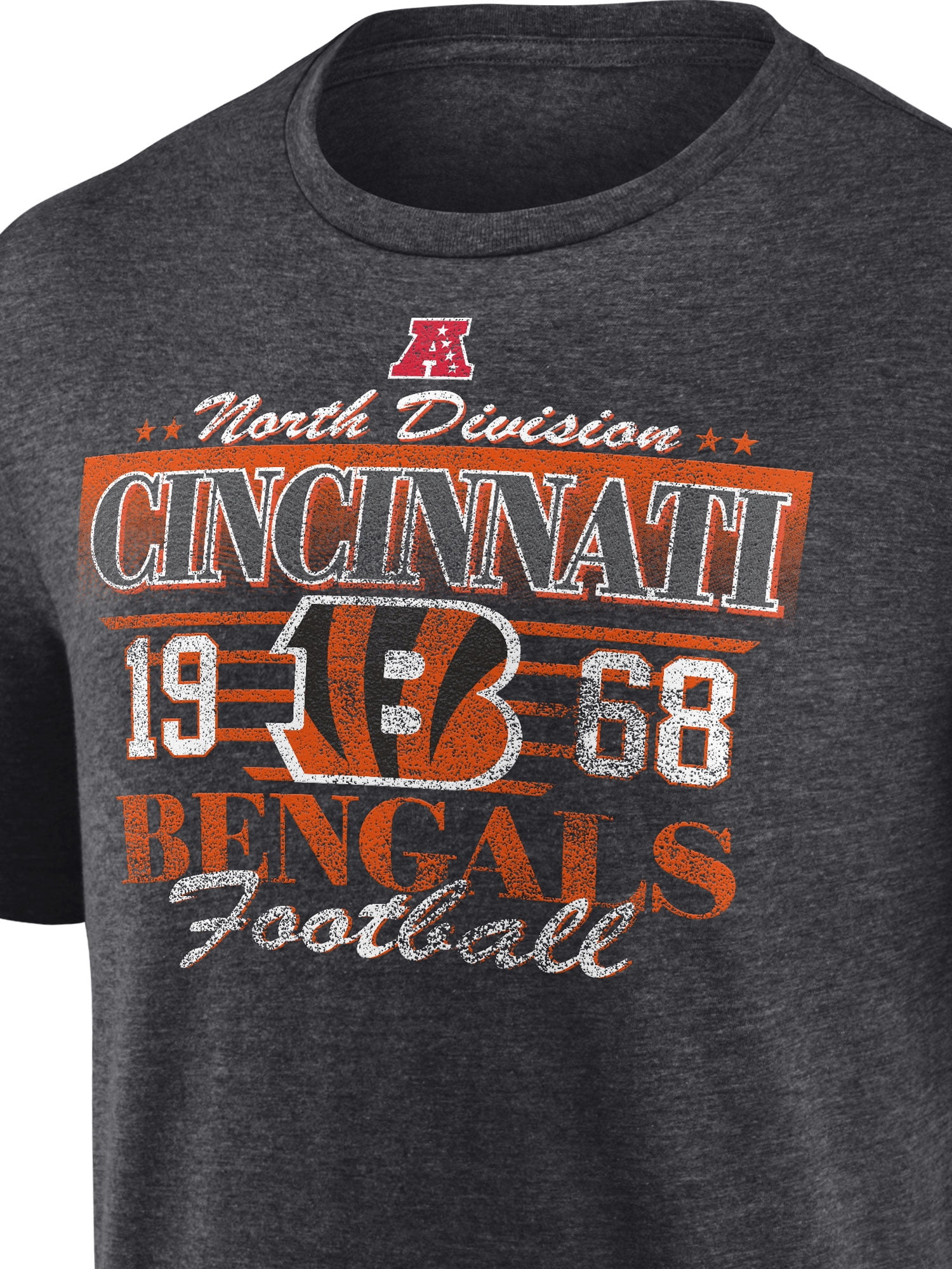 NFL Cincinnati Bengals Men's Synthetic Charcoal Heather Short Sleeve T-Shirt