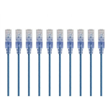 Monoprice 10-Pack SlimRun Cat6A Ethernet Network Patch Cable 7ft Blue
