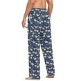 thumbnail image 6 of Men's Lightweight Pajama Bottoms Purple Poppy Pattern Stretch Elastic Waist Side Pockets Spring Fall, 6 of 7