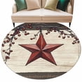 thumbnail image 2 of Texas Star Red 6ft Round Rugs, Farmhouse Berry Wooden Vintage Washable Non-Slip Area Rugs for Living Room Bedroom Kitchen, Soft Low Pile Dining Room Kicthen Circle Carpet, Indoor Floor Rug, 2 of 9
