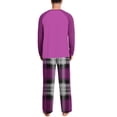thumbnail image 7 of Mens 2 Piece Pajamas Set Comfy Loungewear Pjs Sleepwear Long Sleeve Crew Neck Top and Wide Leg Bottom Plaid Pants (L, Hot Pink A), 7 of 7