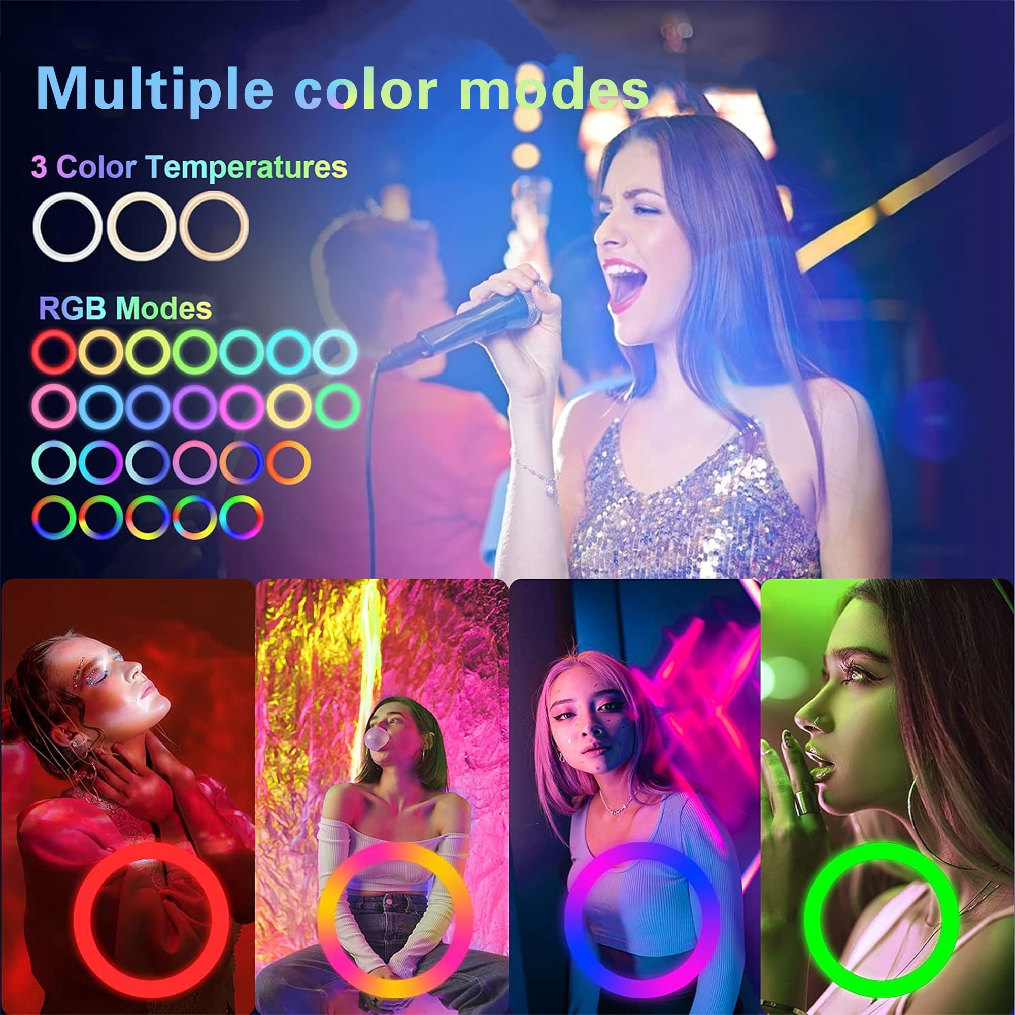 ZOMEI RGB Video Light Panel Lighting Kit, LED Bi Color Dimmable Portable Studio Light with 43" Stand, Lightweight Phone Light for Photography Video Recording Live Streaming(1pcs)