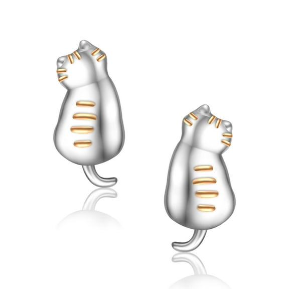 Cat Earrings 925 Sterling Silver Cat Stud Earrings Cute Hypoallergenic Cat Earrings for Women Luck Small Cat earrings Fashion Animals Stud Earrings Jewelry