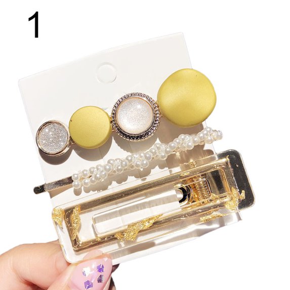 3Pcs/Set Women Girls Hair Clip, Fashion Vintage Elegant Faux Pearl Inlaid Acrylic Hair Barrette Hair Pin Hair Styling Hair Clamps Accessories for Casual