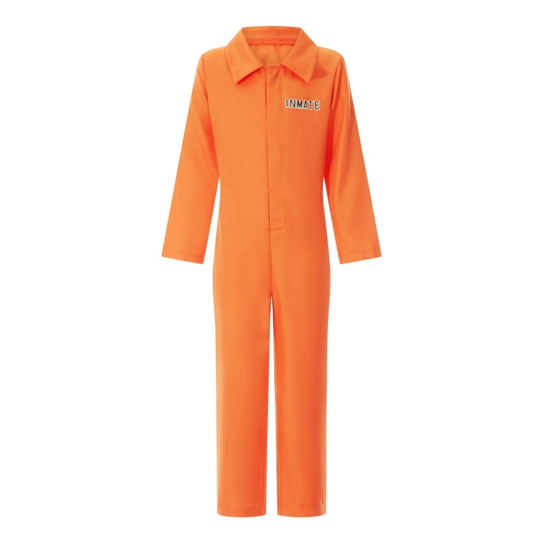 Prisoner Costume Orange Prison Jumpsuit Women Men Kids Costumes for Family Jail Criminal Outfit