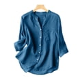 thumbnail image 2 of Warop Women's 3/4 Sleeve Tops Cardigan V-Neck Button-Up Casual Loose Fit Blouses, 2 of 5