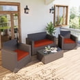 thumbnail image 2 of Snubbull 3 Pack, 36"x 18" Outdoor Patio Seat Cushions Replacement Covers Fit for 4 Pieces 4-Seater Wicker Rattan Patio Conversation Set Loveseat Chair Couch Furniture, Cover Only,Orange, 2 of 8